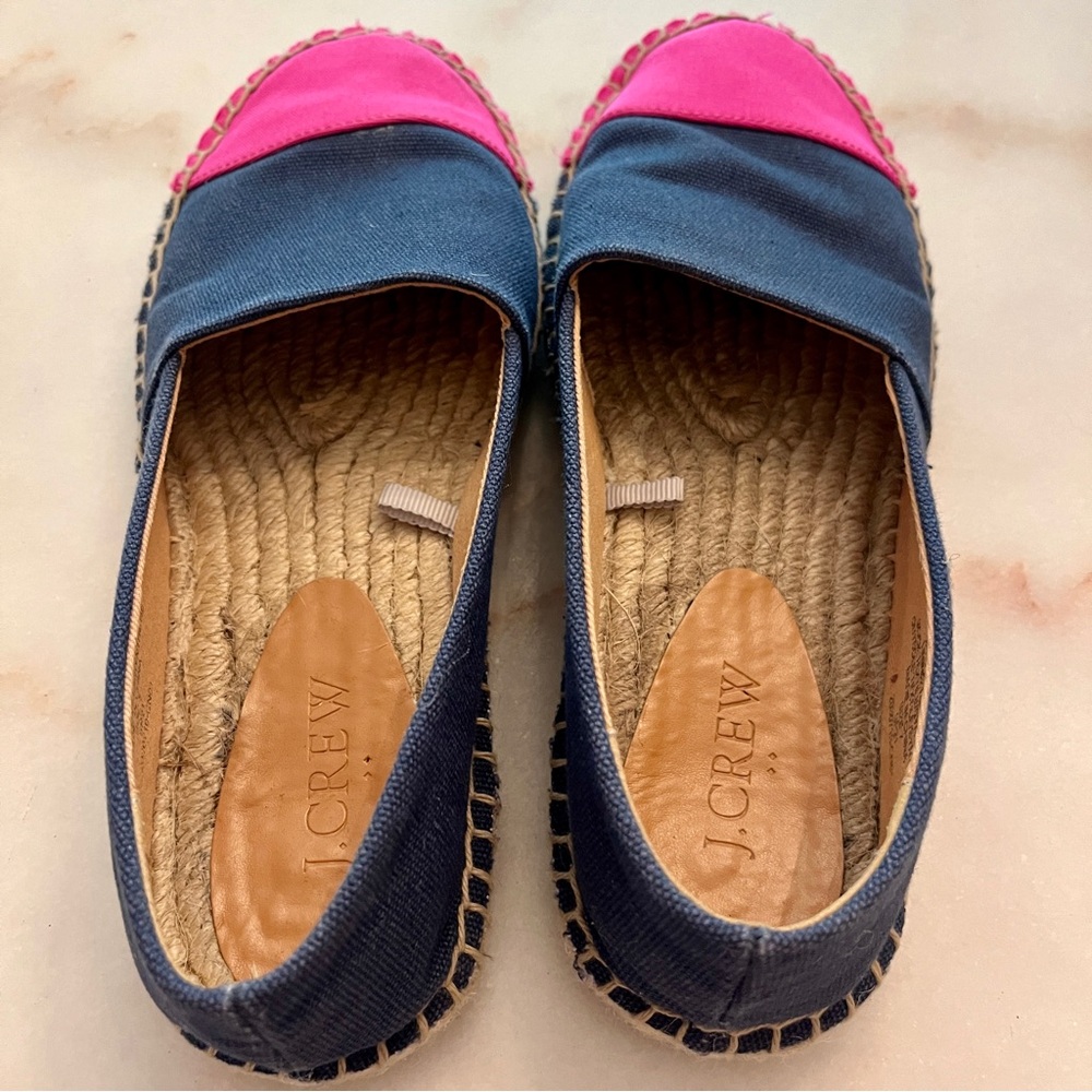J Crew Colorblock Canvas Espadrilles‎ Navy and Pink Size 7 - Picture 10 of 12